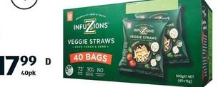  Infuzions - Veggie Straws Sour Cream & Herb 40pk/600g  offers at $17.99 in ALDI