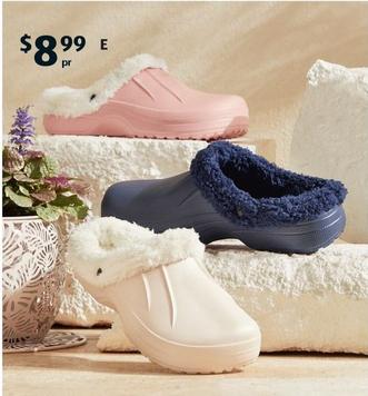 Adult Sherpa-lined Clogs offers at $8.99 in ALDI
