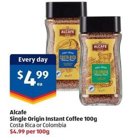 Alcafe - Single Origin Instant Coffee 100g offers at $4.99 in ALDI