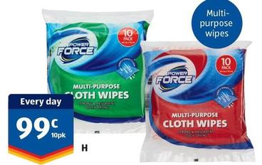 Power Force - Cloth Wipes 10pk offers at $0.99 in ALDI