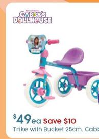 Gabby’s Dollhouse - Trike with Bucket 25cm.  offers at $49 in Target