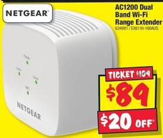 Netgear - Ac1200 Dual Band Wi-fi Range Extender offers at $89 in JB Hi Fi