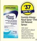 Dymista - Allergy Nasal Spray 17ml 120 Metered Sprays offers at $37 in Star Discount Chemist