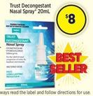 Trust - Decongestant Nasal Spray 20mL offers at $8 in Star Discount Chemist