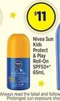 Nivea - Sun Kids Protect & Play Roll-On SPF50+ 65mL offers at $11 in Star Discount Chemist