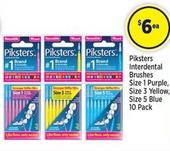 Piksters - Interdental Brushes Size 1 Purple, Size 3 Yellow, Size 5 Blue 10 Pack offers at $6 in Star Discount Chemist