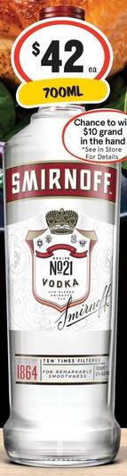 Smirnoff - Red Label Vodka offers at $42 in IGA Liquor