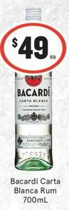 Bacardi - Carta Blanca Rum 700ml offers at $49 in IGA Liquor
