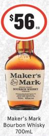 Maker's Mark - Bourbon Whisky 700ml offers at $56 in IGA Liquor