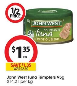 John West - Tuna Tempters 95g offers at $1.35 in Coles