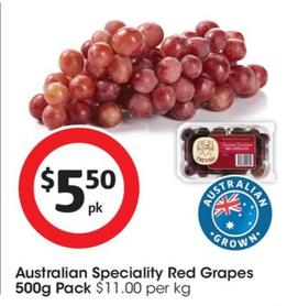 Australian Speciality Red Grapes 500g Pack offers at $5.5 in Coles