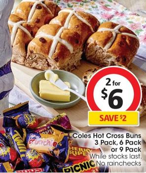 Coles - Hot Cross Buns 3 Pack offers at $6 in Coles