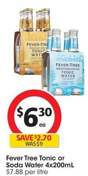 Fever Tree - Tonic Water 4x200mL offers at $6.3 in Coles