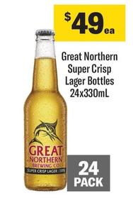 Great Northern - Super Crisp Lager Bottles 24x330ml offers at $49 in Coles