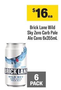 Brick Lane - Wild Sky Zero Carb Pale Ale Cans 6x355ml offers at $16 in Coles