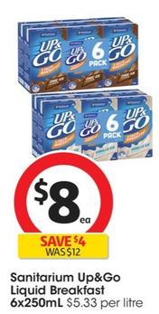 Sanitarium -  Up&Go Liquid Breakfast 6x250mL offers at $8 in Coles