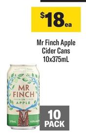 Mr Finch - Apple Cider Cans 10x375ml offers at $18 in Coles