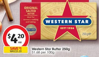 Western Star - Butter 250g offers at $4.2 in Coles