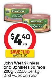 John West - Skinless and Boneless Salmon 200g  offers at $4.4 in Coles