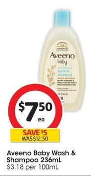 Aveeno - Baby Wash & Shampoo 236ml offers at $7.5 in Coles