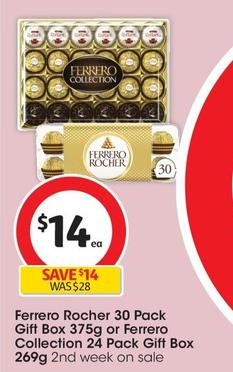 Ferrero - Rocher 30 Pack Gift Box 375g offers at $14 in Coles