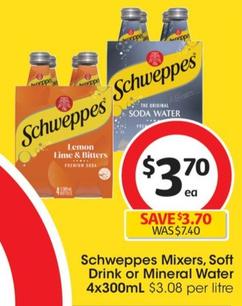 Schweppes - Mixers 4x300ml offers at $3.45 in Coles