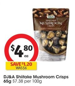 DJ&A - Shiitake Mushroom Crisps 65g  offers at $4.8 in Coles