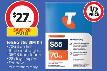 Telstra - $55 Sim Kit offers at $27 in Coles