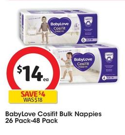 Babylove - Cosifit Bulk Nappies 26 Pack-48 Pack offers at $14 in Coles