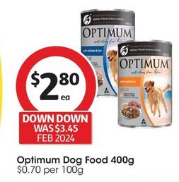 Optimum - Dog Food 400g offers at $2.8 in Coles