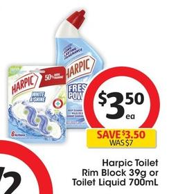 Harpic - Toilet Rim Block 39g offers at $3.5 in Coles
