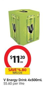 V - Energy Drink 4x500mL offers at $11.2 in Coles
