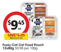 Fussy Cat - Cat Food Pouch 12x80g offers at $9.45 in Coles
