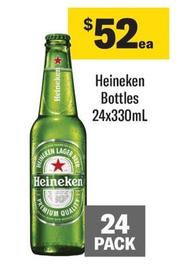 Heineken - Bottles 24x330ml offers at $52 in Coles