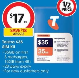 Telstra - $35 Sim Kit offers at $17 in Coles