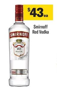 Smirnoff - Red Vodka offers at $43 in Coles
