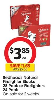 Redheads - Natural Firelighter Blocks 28 Pack offers at $3.85 in Coles