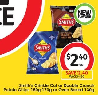 Smith's - Crinkle Cut Potato Chips 150g-170g offers at $2.52 in Coles