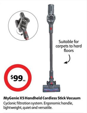 Mygenie - X5 Handheld Cordless Stick Vacuum offers at $99 in Coles
