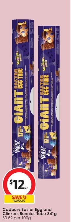 Cadbury - Easter Egg and Clinkers Bunnies Tube 341g offers at $12 in Coles