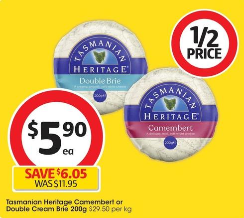 Tasmanian Heritage - Camembert 200g offers at $5.9 in Coles