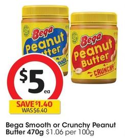 Bega - Smooth Peanut Butter 470g offers at $5 in Coles