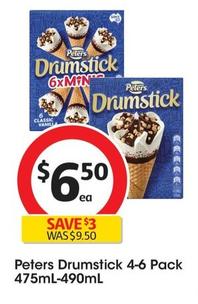 Peters - Drumstick 4-6 Pack 475ml-490ml offers at $6.5 in Coles