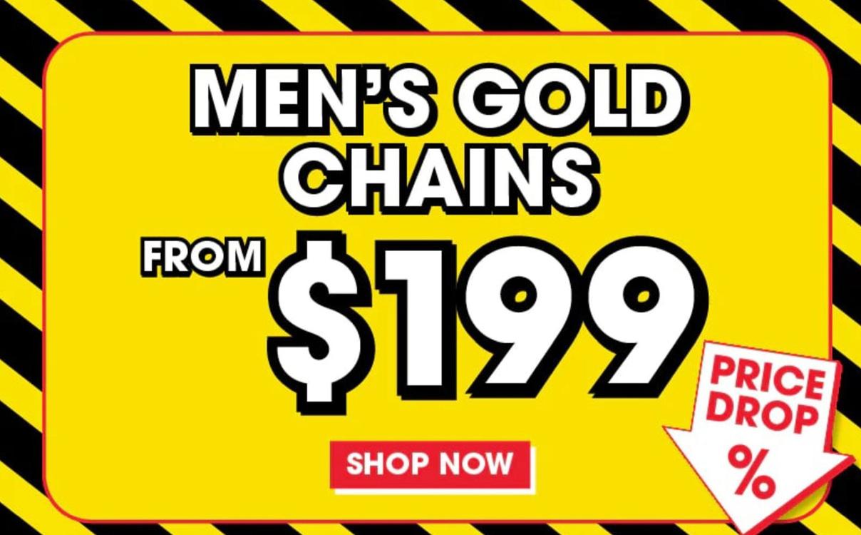 Men's Gold Chains offers at $199 in Zamel’s