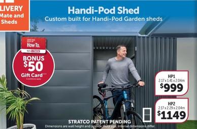 Handi-pod Shed offers at $999 in Stratco