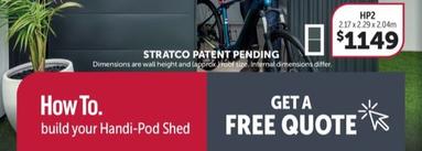 Stratco Patent Pending offers at $1149 in Stratco