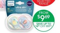 Avent - Ultra Air Soother 0-6 Months Deco Mixed 2 pack offers at $9.69 in TerryWhite Chemmart