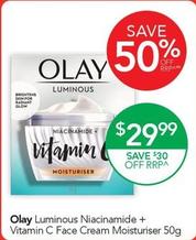 Olay - Luminous Niacinamide + Vitamin C Face Cream Moisturiser 50g offers at $29.99 in TerryWhite Chemmart
