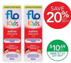 FLO - Kids Saline Nasal Spray 15ml offers at $10.69 in TerryWhite Chemmart