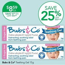 Bubs & Co - Teething Gel 15g offers at $8.59 in TerryWhite Chemmart